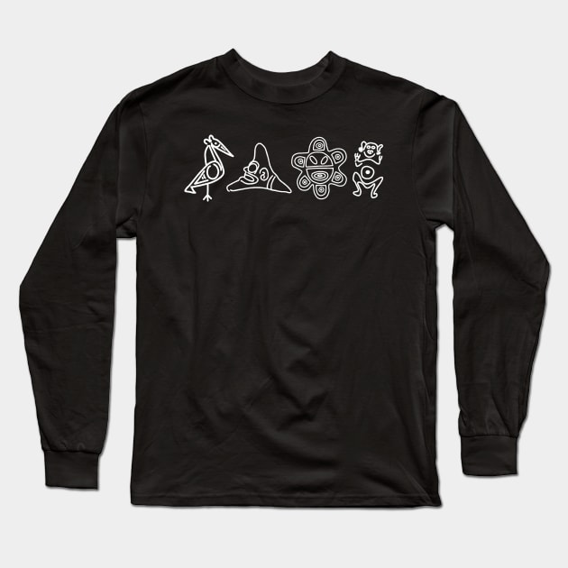 Taino Glyphs Long Sleeve T-Shirt by lilyvtattoos